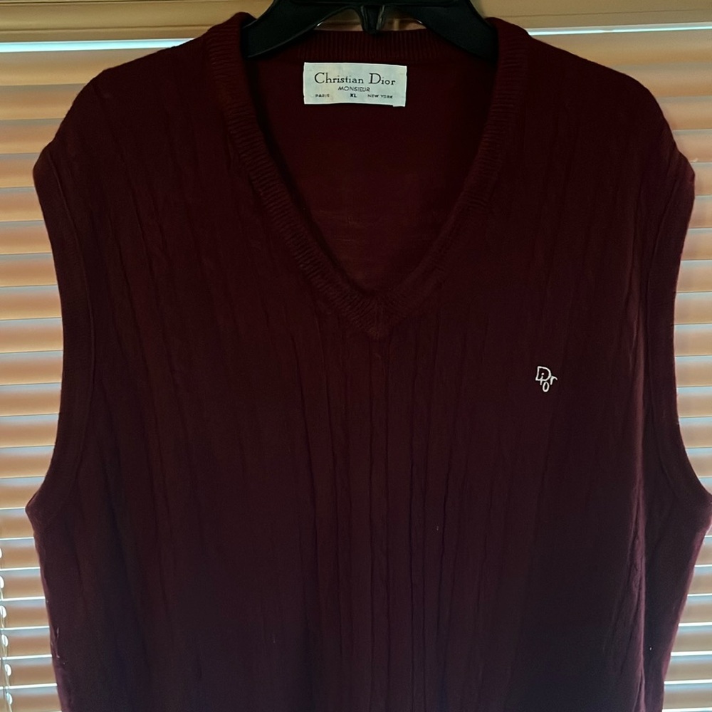 Christian Dior maroon knit sweater vest